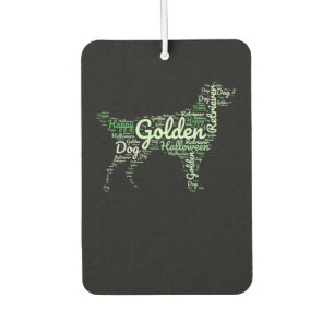 Golden Retriever Halloween Typography Car Air Freshener