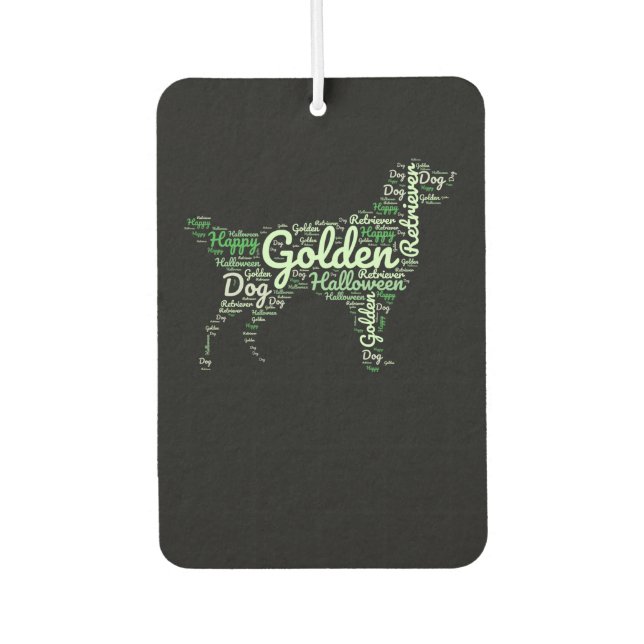 Golden Retriever Halloween Typography Car Air Freshener (Front)