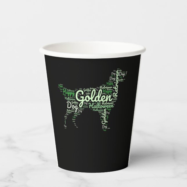 Golden Retriever Halloween Typography Paper Cups (Front)