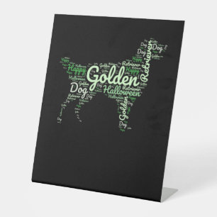 Golden Retriever Halloween Typography Pedestal Sign