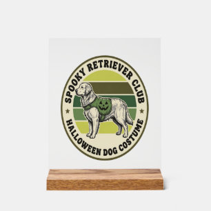 Golden Retriever Halloween Vintage Costume Badge_1 Acrylic Sign