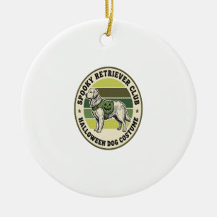 Golden Retriever Halloween Vintage Costume Badge_1 Ceramic Tree Decoration