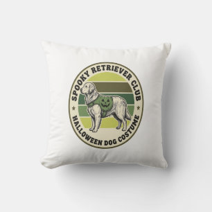 Golden Retriever Halloween Vintage Costume Badge_1 Cushion