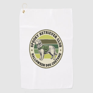 Golden Retriever Halloween Vintage Costume Badge_1 Golf Towel
