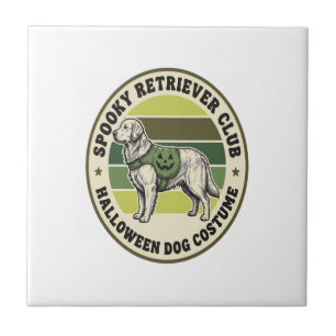 Golden Retriever Halloween Vintage Costume Badge_1 Tile