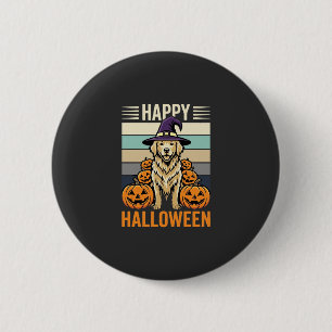 Golden Retriever Halloween Vintage Pumpkin Design 6 Cm Round Badge