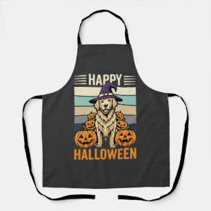 Golden Retriever Halloween Vintage Pumpkin Design Apron