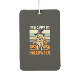 Golden Retriever Halloween Vintage Pumpkin Design Car Air Freshener