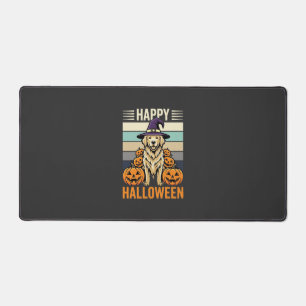 Golden Retriever Halloween Vintage Pumpkin Design Desk Mat