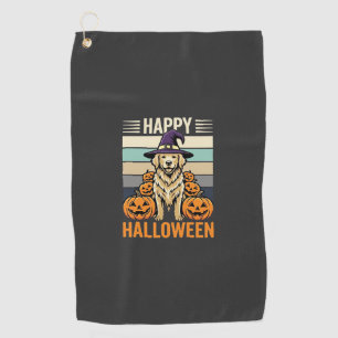 Golden Retriever Halloween Vintage Pumpkin Design Golf Towel