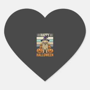 Golden Retriever Halloween Vintage Pumpkin Design Heart Sticker