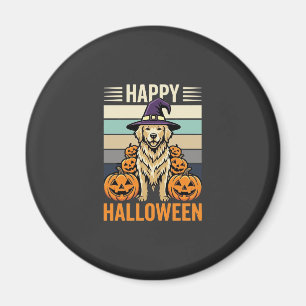 Golden Retriever Halloween Vintage Pumpkin Design Magnet