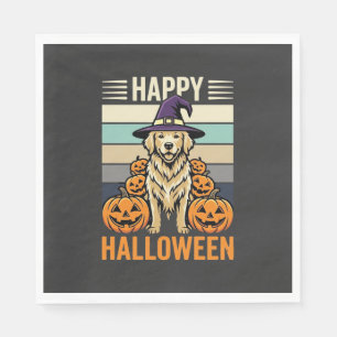 Golden Retriever Halloween Vintage Pumpkin Design Napkin