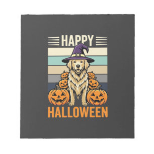 Golden Retriever Halloween Vintage Pumpkin Design Notepad