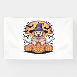 Golden Retriever Halloween Witch Dog Classic T-Shi Banner