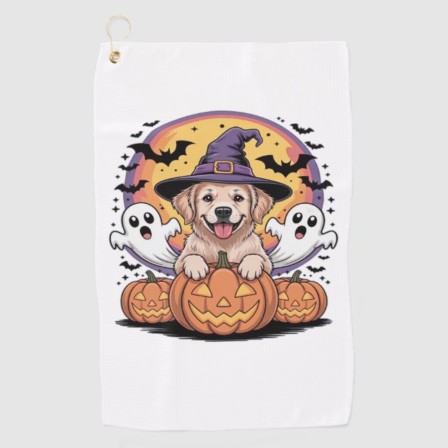 Golden Retriever Halloween Witch Dog Classic T-Shi Golf Towel (Front)