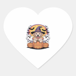 Golden Retriever Halloween Witch Dog Classic T-Shi Heart Sticker