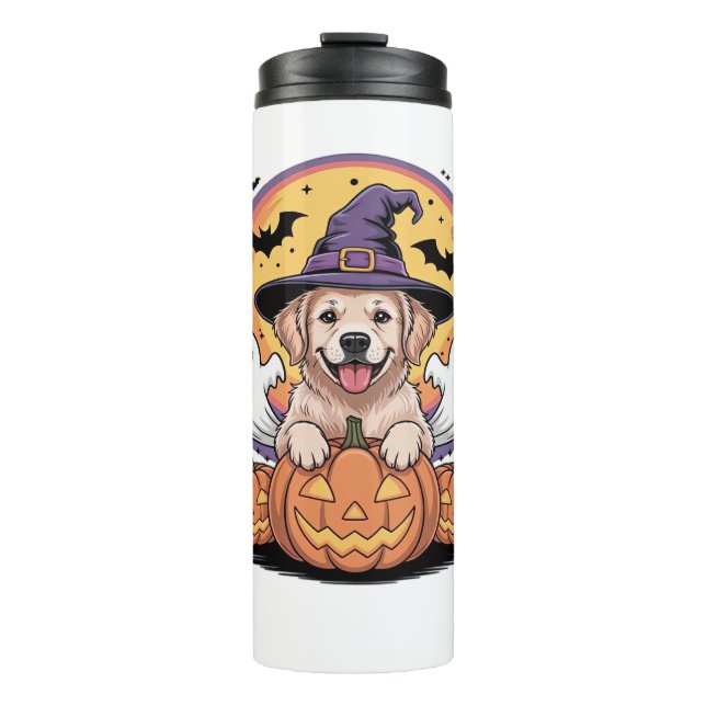 Golden Retriever Halloween Witch Dog Classic T-Shi Thermal Tumbler (Front)