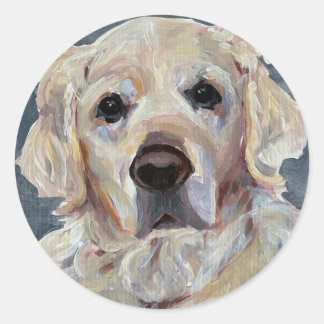 Golden Retriever Hand-Painted on Canvas Classic Round Sticker