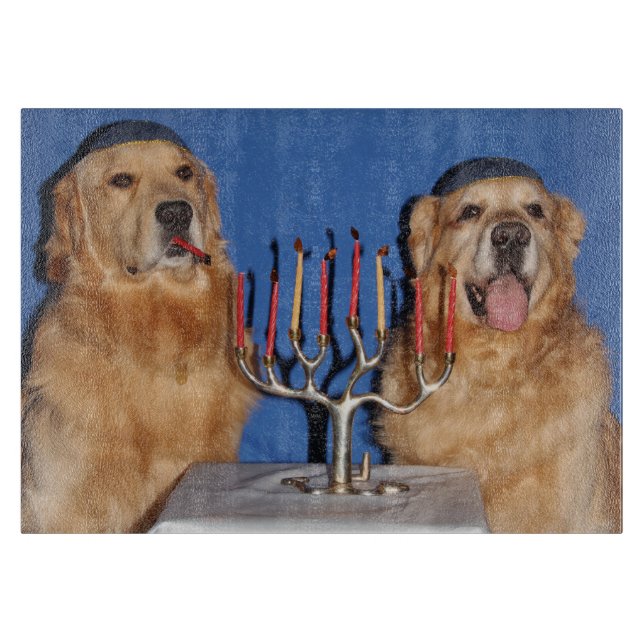 Golden Retriever Hanukkah Menorah Lighting Cutting Board (Front)