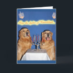 Golden Retriever Hanukkah Menorah Lighting Holiday Card<br><div class="desc">These golden retrievers are lighting the menorah to wish everyone a golden Hanukkah.</div>