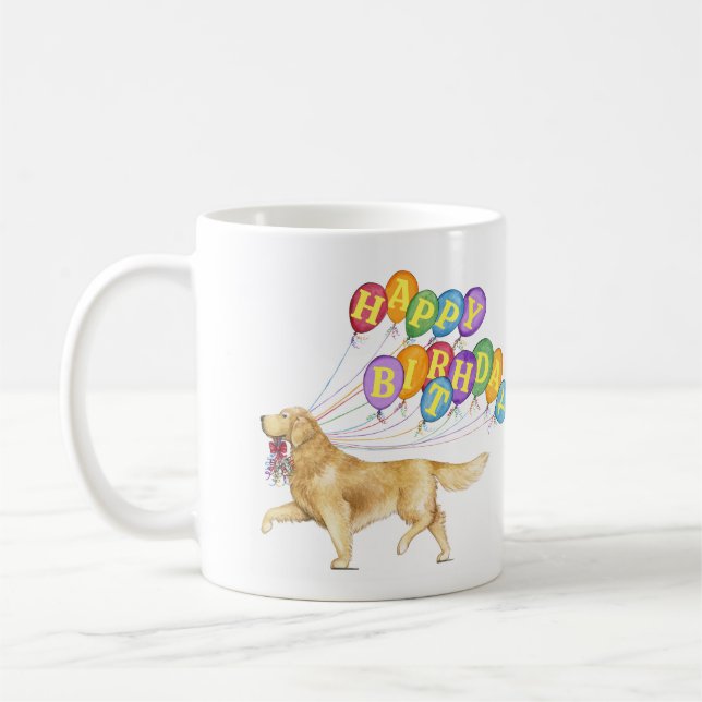 Golden Retriever Happy Birthday Coffee Mug (Left)