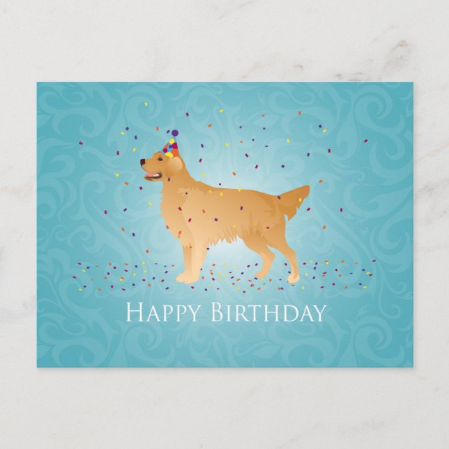 Golden Retriever Happy Birthday Design Postcard (Front)