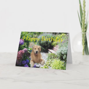 Golden Retriever Happy Birthday Garden Card