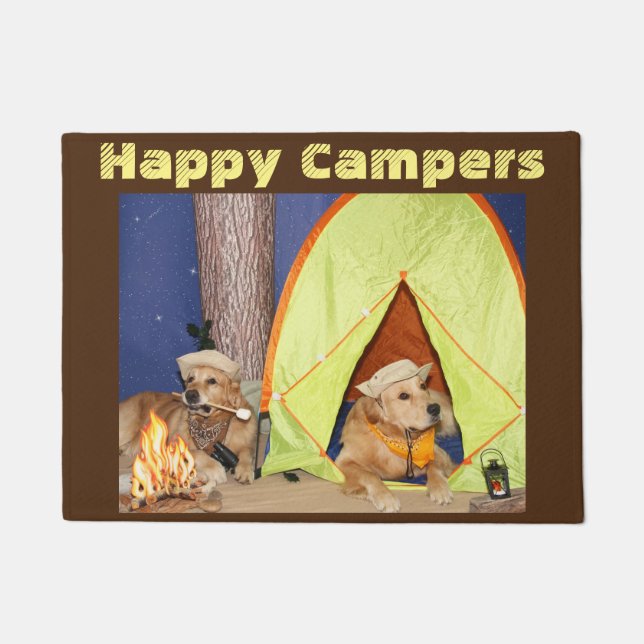 Golden Retriever Happy Campers Doormat (Front)