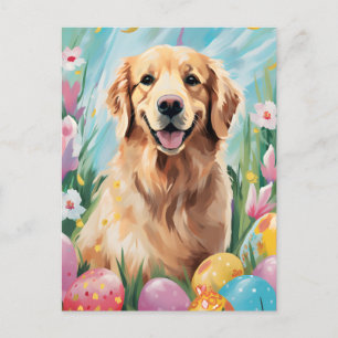 Golden Retriever Happy Easter Postcard