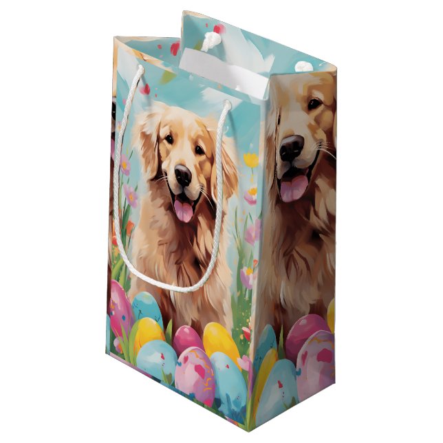 Golden Retriever Happy Easter Small Gift Bag (Back Angled)