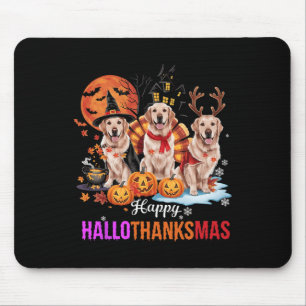 Golden Retriever Happy Hallothanksmas Halloween Th Mouse Mat