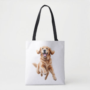Golden Retriever Happy Playful Fun Jumping In Air Tote Bag