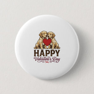 Golden Retriever Happy Valentine’s Day 6 Cm Round Badge