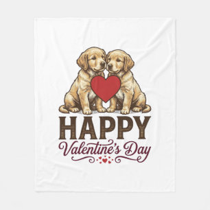 Golden Retriever Happy Valentine’s Day Fleece Blanket