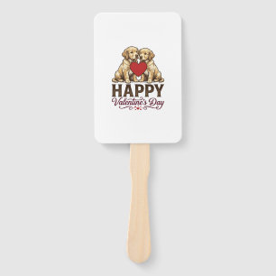 Golden Retriever Happy Valentine’s Day Hand Fan