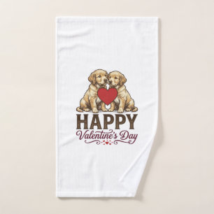 Golden Retriever Happy Valentine’s Day Hand Towel