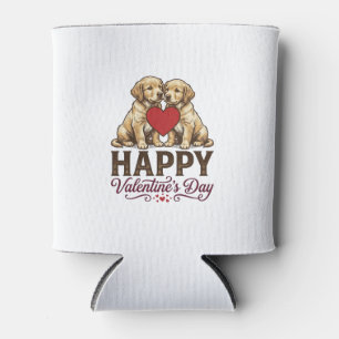 Golden Retriever Happy Valentines Day Can Cooler