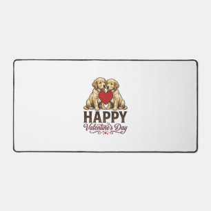 Golden Retriever Happy Valentines Day Desk Mat