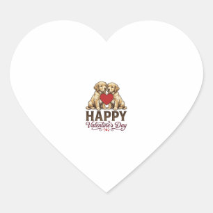 Golden Retriever Happy Valentines Day Heart Sticker