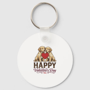 Golden Retriever Happy Valentines Day Key Ring