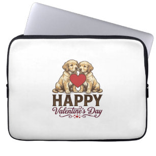 Golden Retriever Happy Valentines Day Laptop Sleeve