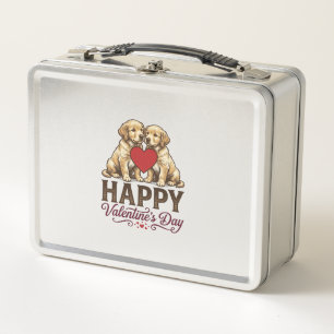 Golden Retriever Happy Valentines Day Metal Lunch Box