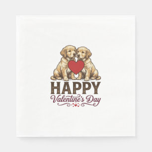 Golden Retriever Happy Valentines Day Napkin