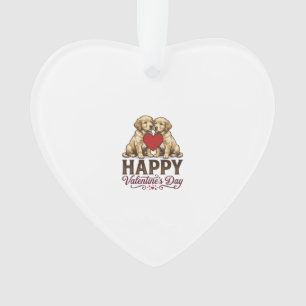 Golden Retriever Happy Valentines Day Ornament
