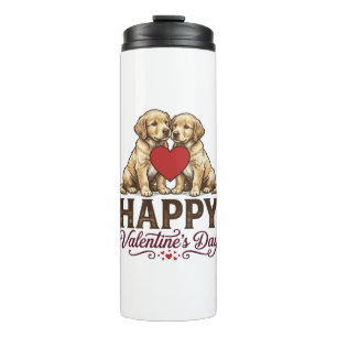 Golden Retriever Happy Valentines Day Thermal Tumbler