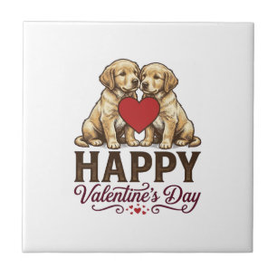 Golden Retriever Happy Valentines Day Tile