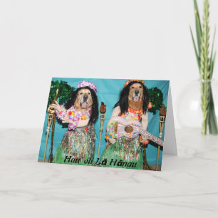 Golden Retriever Hawaiian Hula Birthday Card