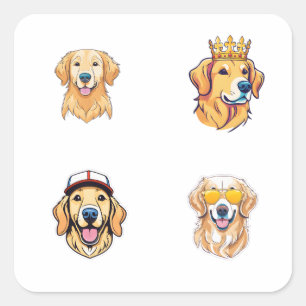 Golden Retriever Head 4 Pack Stickers