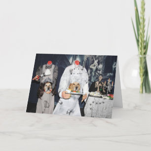Golden Retriever Headless Maid and Chef Halloween Card